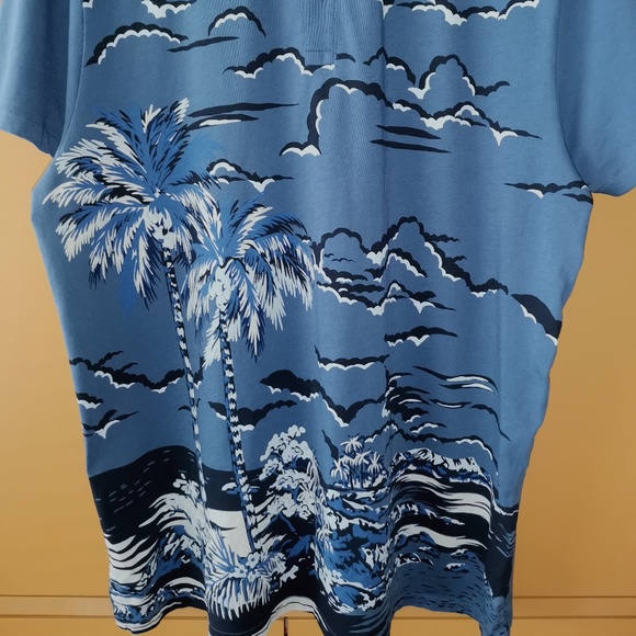 Bonobos Blue Palm Tree Slim Fit Polo Shirt - (L) - Picture 4 of 8